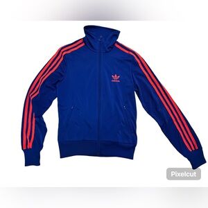 Adidas Originals Womens Firebird Track Jacket [Blue Pink Trefoil Logo Size S]